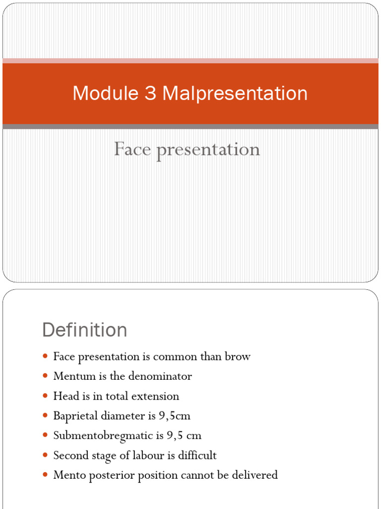 Unit 1 Face Presentation PDF Childbirth Public Health
