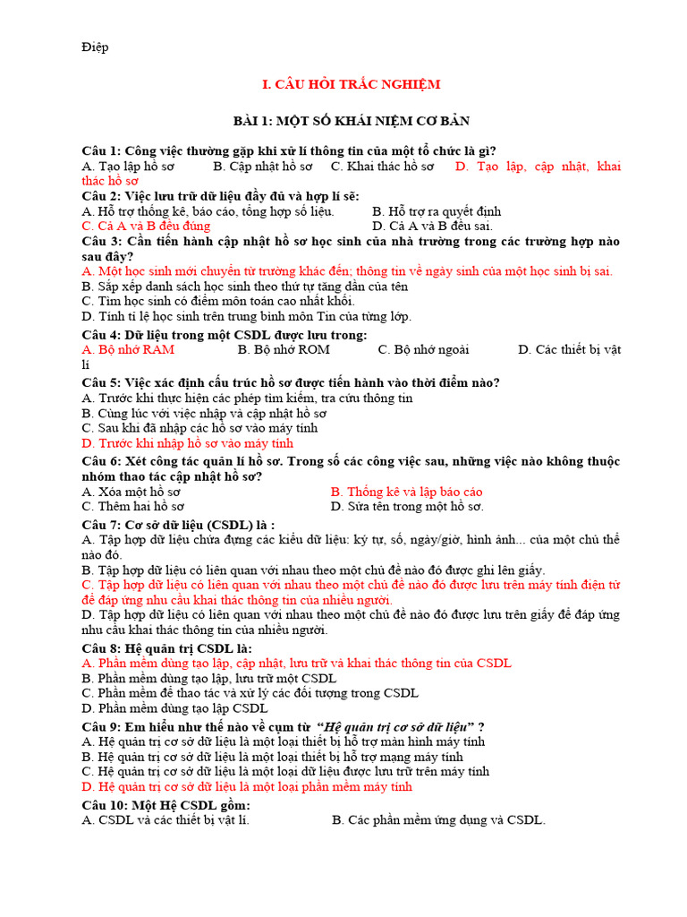 De Cuong On Tin 12 Gi A Kì 1 | PDF