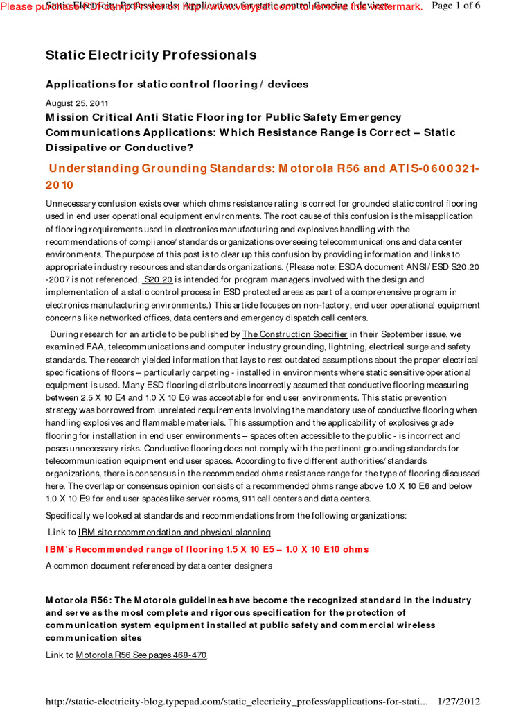ESD Flooring Standards for Data Centers | PDF | Electrostatic Discharge ...