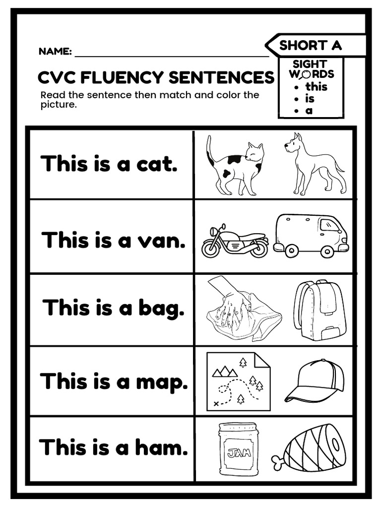 CVC fluency sentences PDF