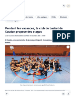 Pendant Les Vacances Le Club de Basket de Caudan Propose Des Stages 02112023