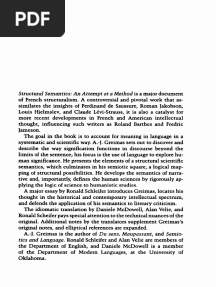 A.-J. Greimas, Daniele McDowell, Ronald Schleifer, Alan Velie - Structural Semantics - An Attempt at A Method-University of Nebraska Press (1984)