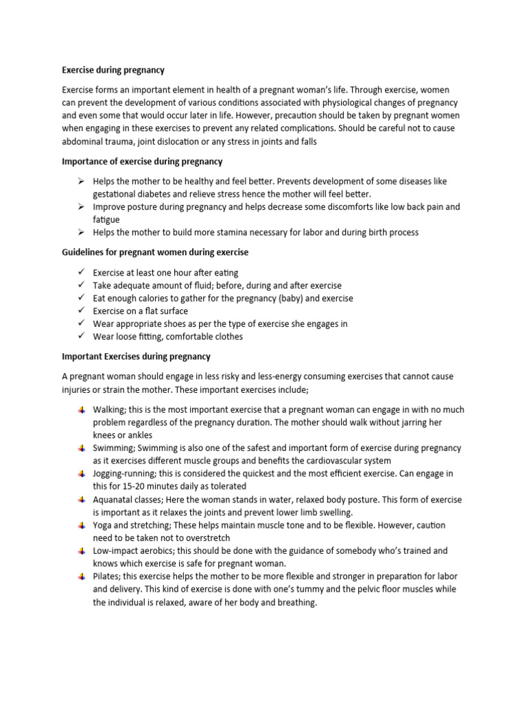 Exercise During Pregnancy | PDF
