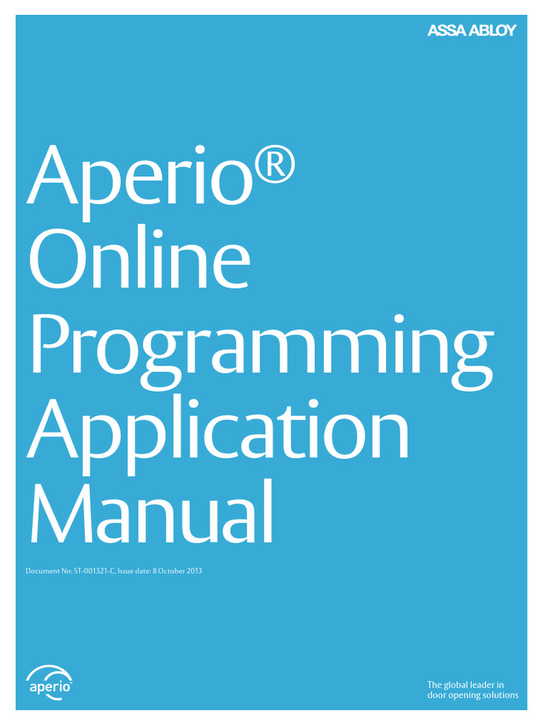 Aperio Online Programming Application ManualC PDF Usb Access Control