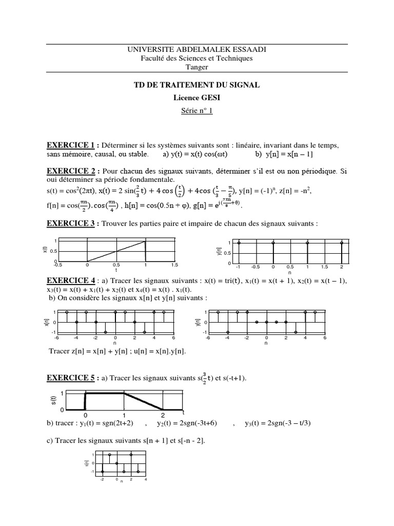 Exercices de Traitement du Signal | PDF | Mathématiques