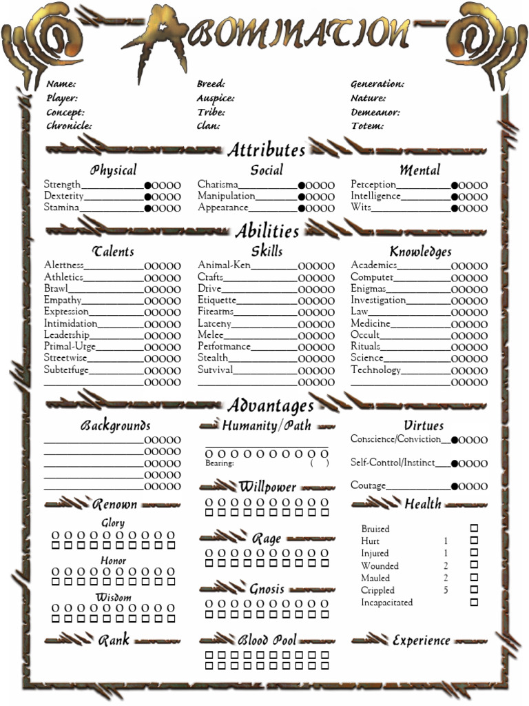 W20 2-Page Abomination Interactive | PDF