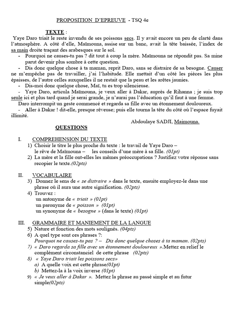 Propo TSQ 4eme | PDF