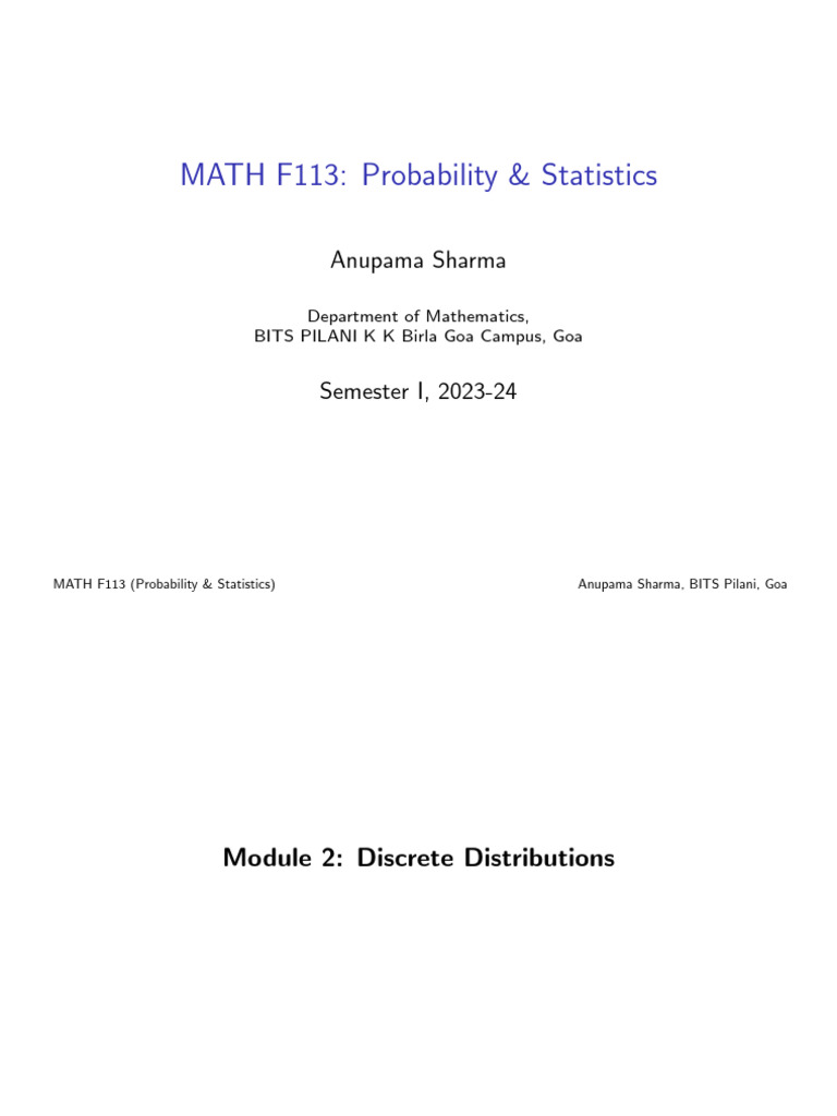Lecture 07 | PDF | Random Variable | Probability Distribution