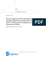 TUO Ley 27806 (Aprobado D.S 021-2019-JUS) - Ley de Transparencia y Acceso A La Información Pública