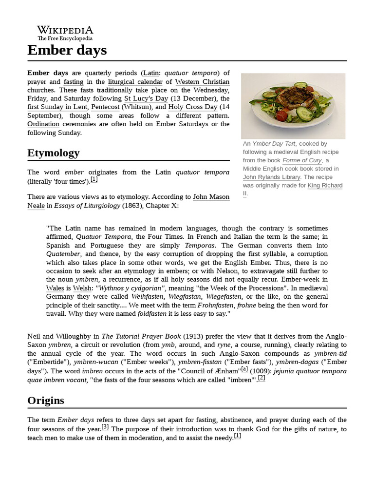 Ember Days PDF Liturgical Calendar Worship