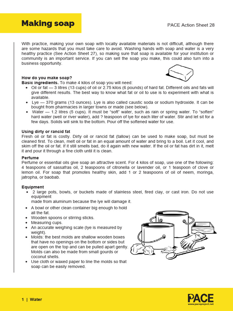 Making Soap Action Sheet 28 PDF Sodium Hydroxide Soap