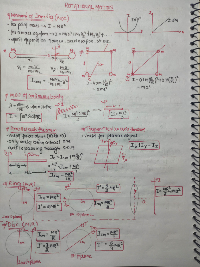 Rotational Motion Quick Revision Sheet Physics | PDF