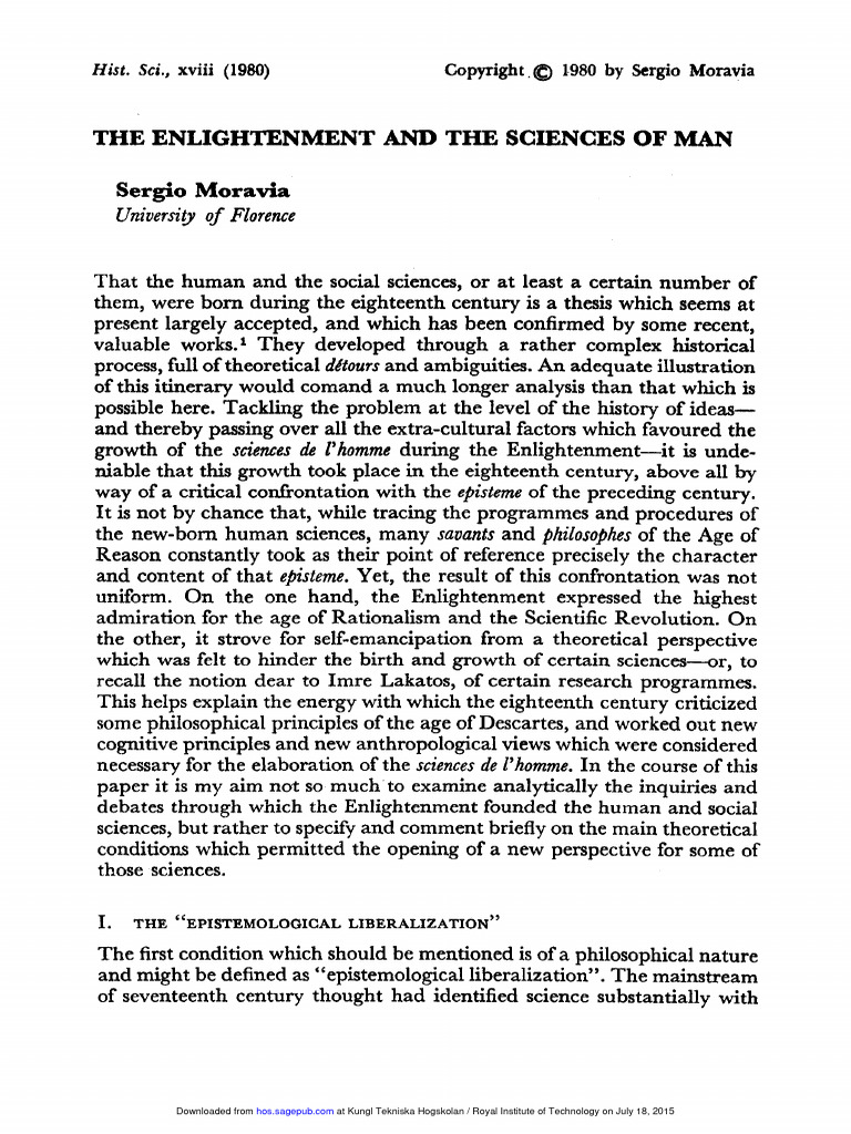 The Enlightenment and The Sciences of Man | PDF | Philosophy