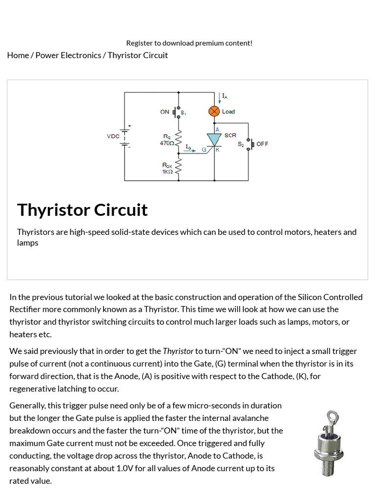 Thyristor Circuit and Thyristor Switching Circuits PDF