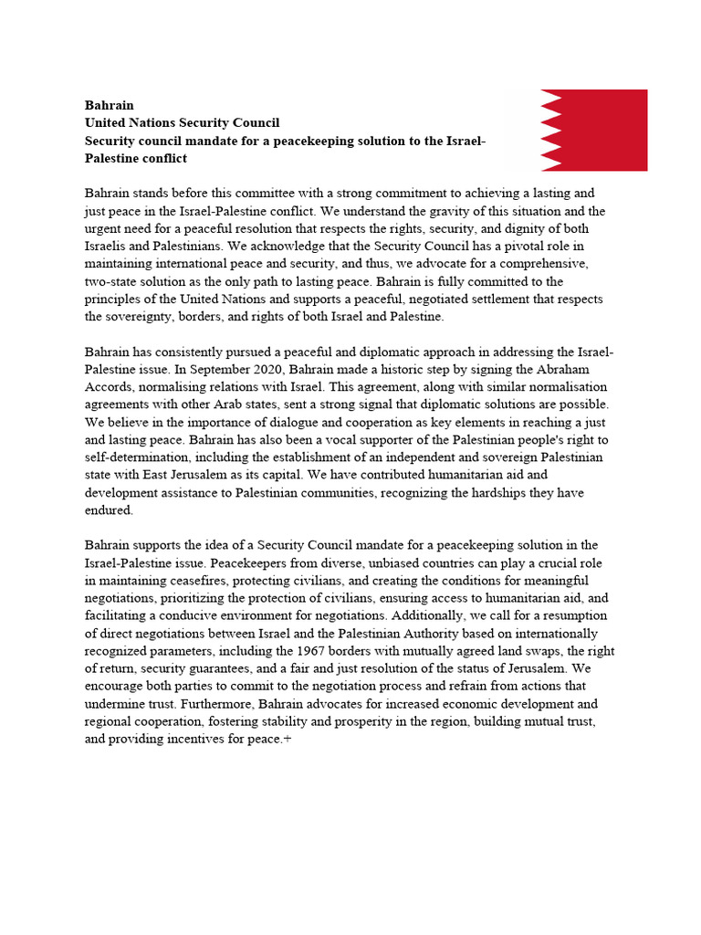 Position Paper (Bahrain) | PDF | Israeli–Palestinian Conflict | Israel