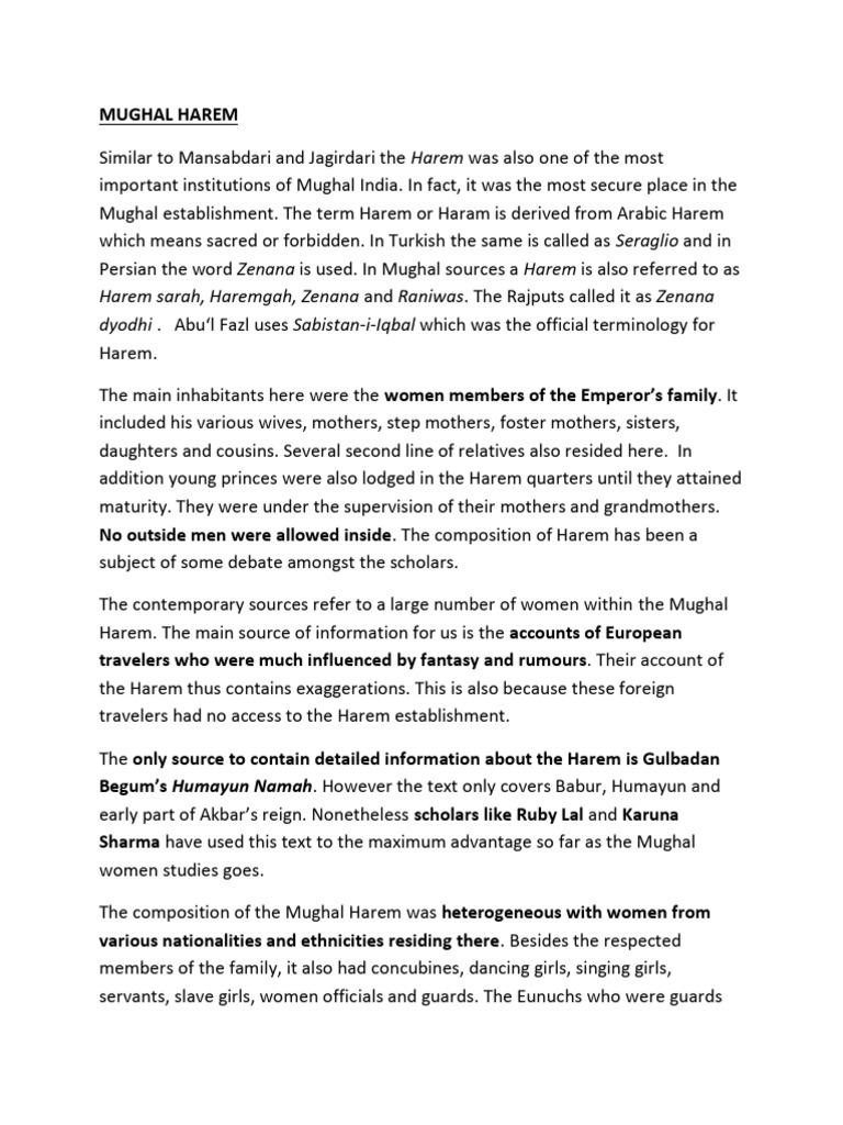 Mughal Harem | PDF | Harem | Mughal Empire