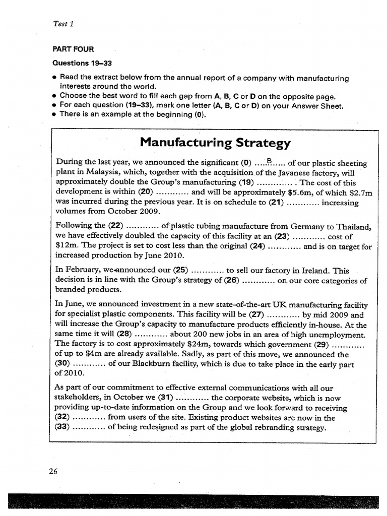 Part 4 and 5 - BEC 5 - Test 1 | PDF