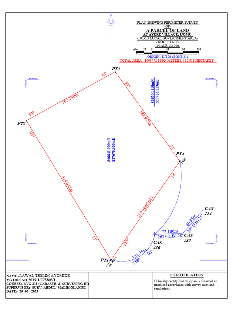 Cadastral Survey for Ayere Village | PDF | Geographic Data And Information