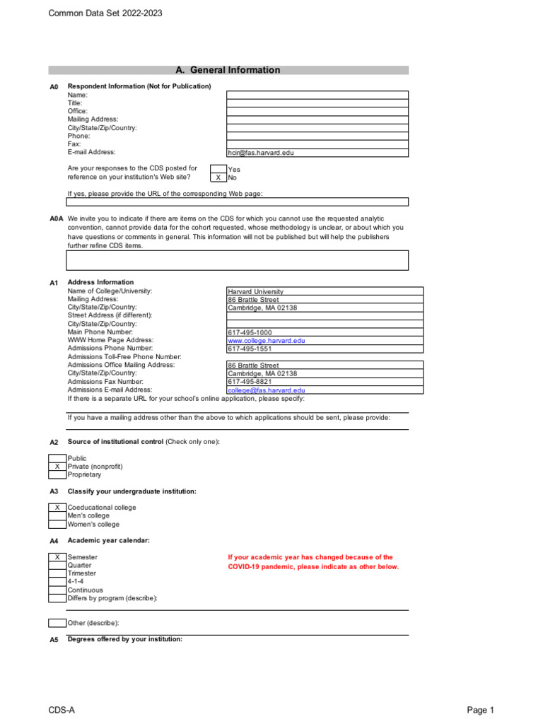 Admissions Data Harvard University 2022-2023 | PDF | Act (Test) | Race And  Ethnicity In The United States Census