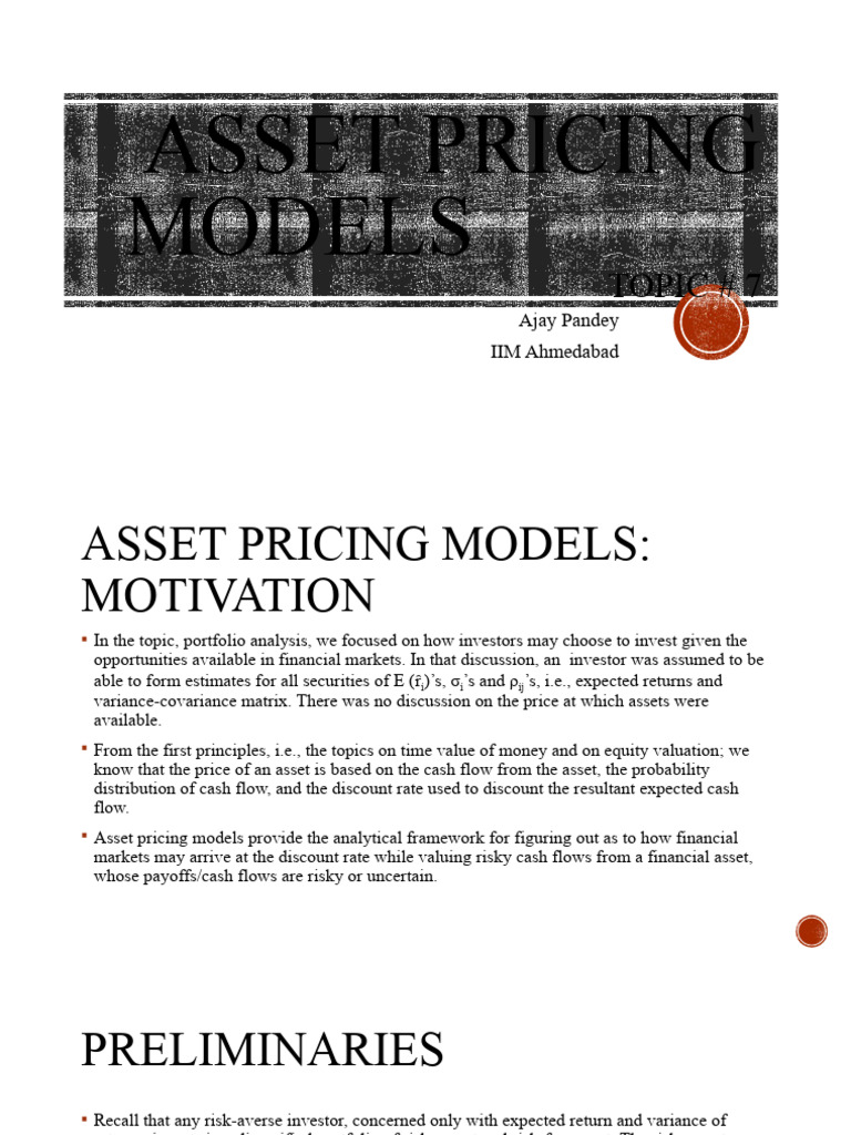 6 Asset Pricing Models PDF Capital Asset Pricing Model Risk Premium