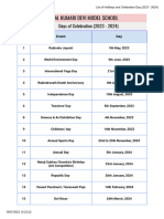 Diary - List of Celebration Days (2023 - 2024)