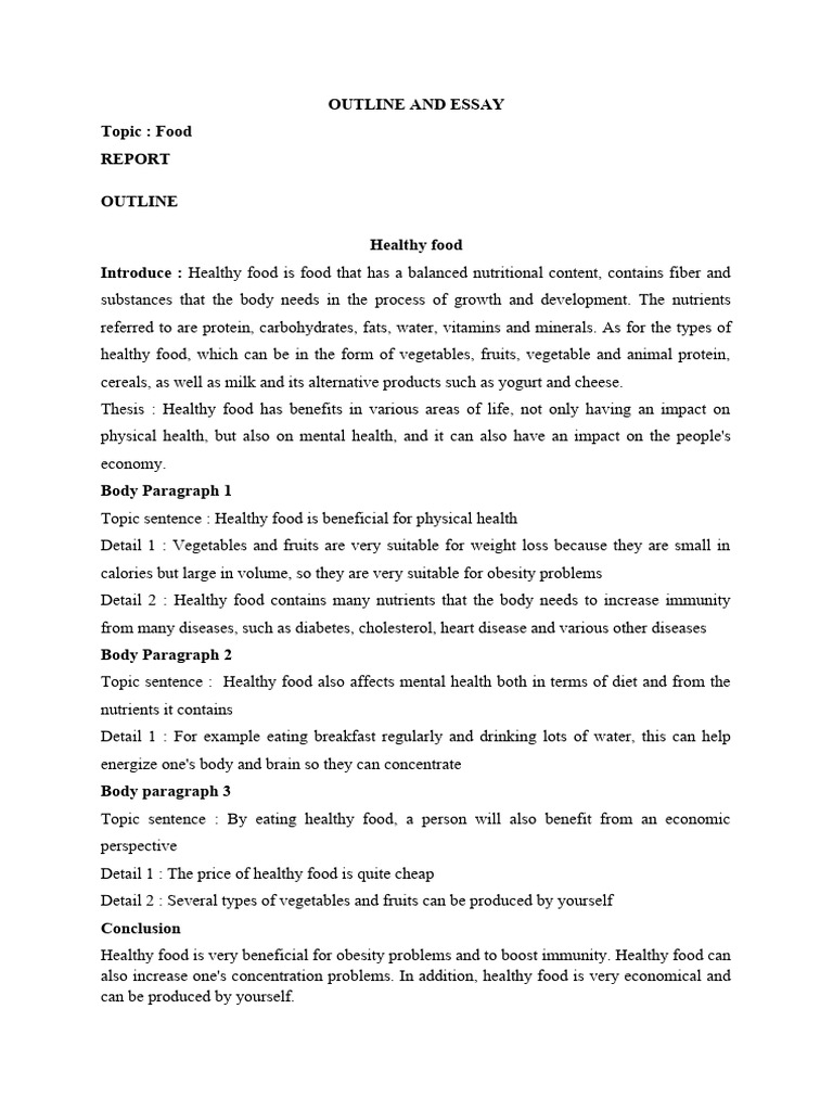 Nutrition Essay Outline Healthy Food Essay For Kids And Students