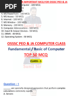 1200 Computer MCQ For Osssc Peo & Ja by Sunil Sir