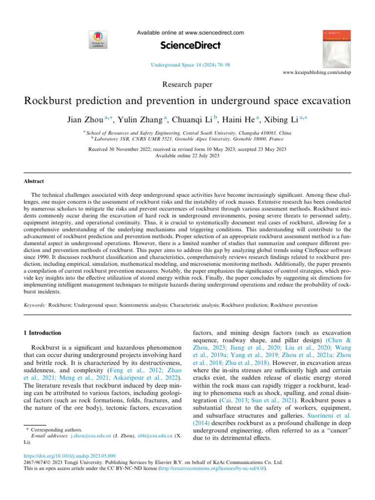 Rockburst Risks in Underground Excavation | PDF | Science & Mathematics