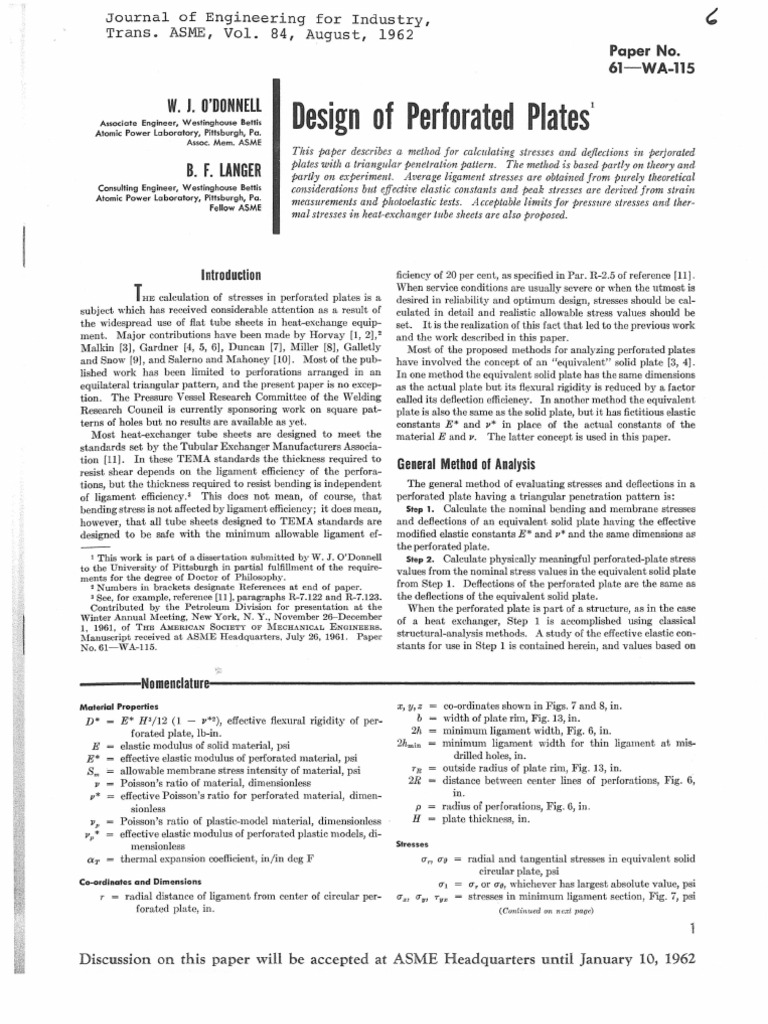 Design of Perforated Plates | PDF | Stress (Mechanics) | Bending