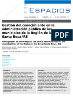 Gestión Del Conocimiento en La Administración Pública de Los Municipios de La Región de La Gran Santa Rosa/RS