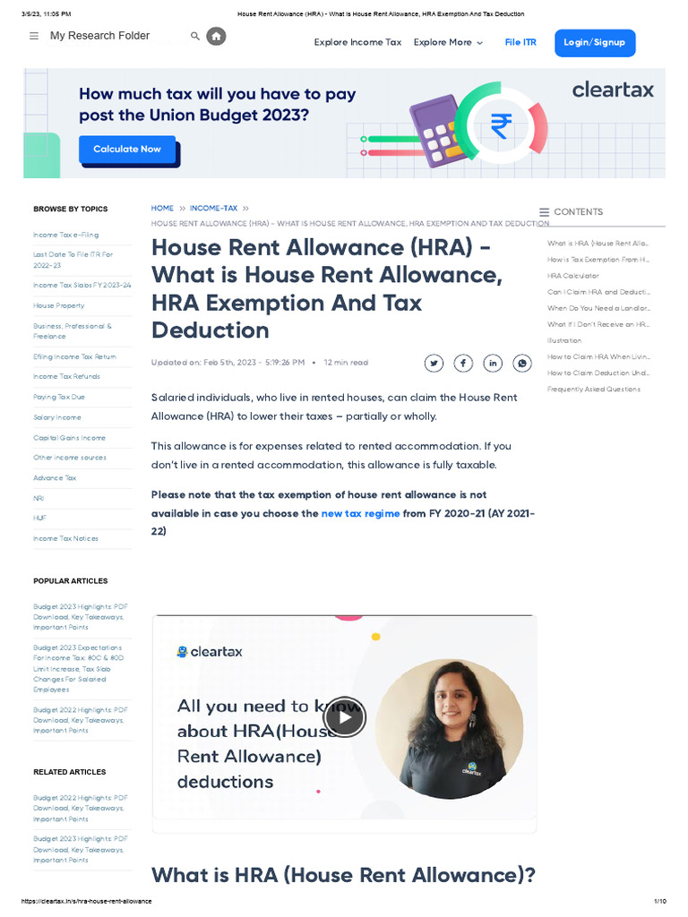 House Rent Allowance (HRA) What Is House Rent Allowance, HRA