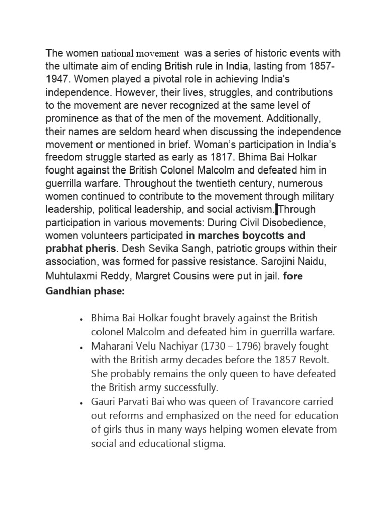 The Women National Movement Was A Series of Historic Events With The ...