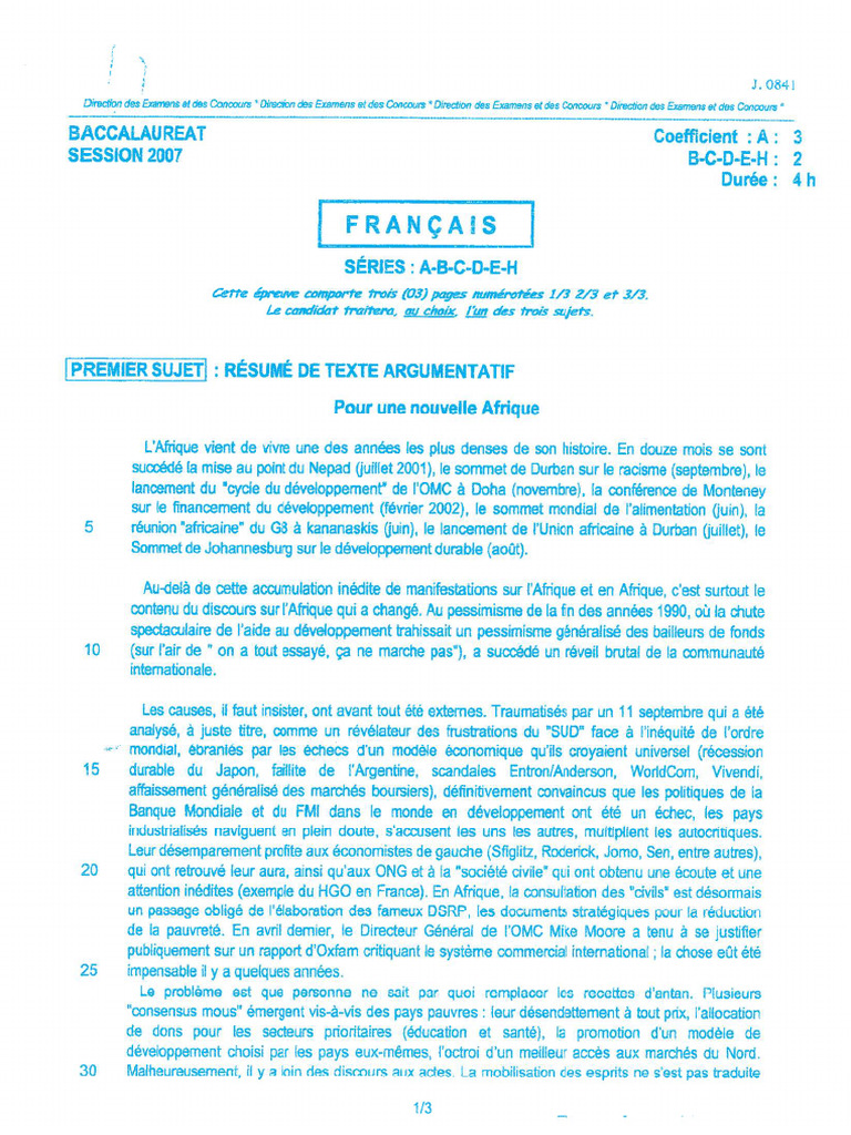 Bac A B C D e H Fran 2007 | PDF