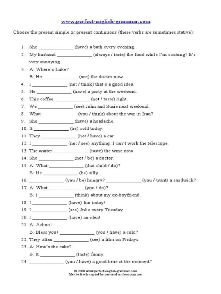 Present Simple VS Present Continuous 5 | PDF