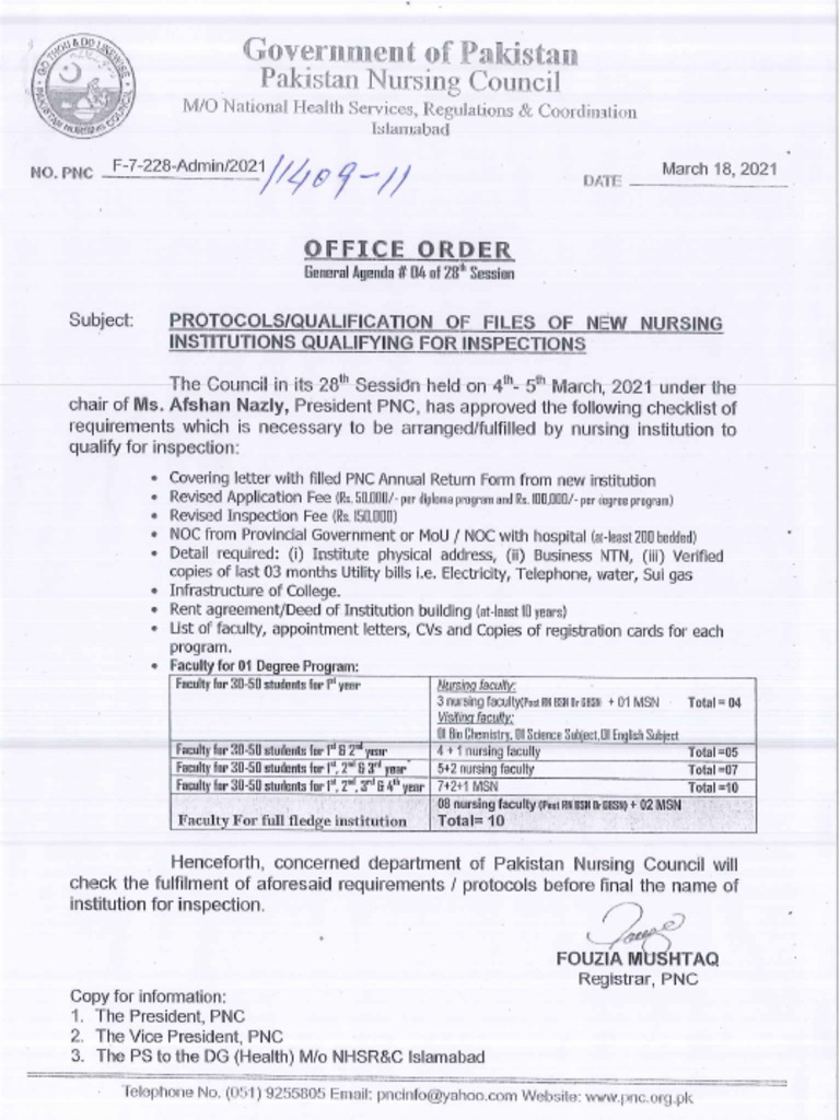 Notification New Nursing Institute Protocols 18.03.2021 1 | PDF