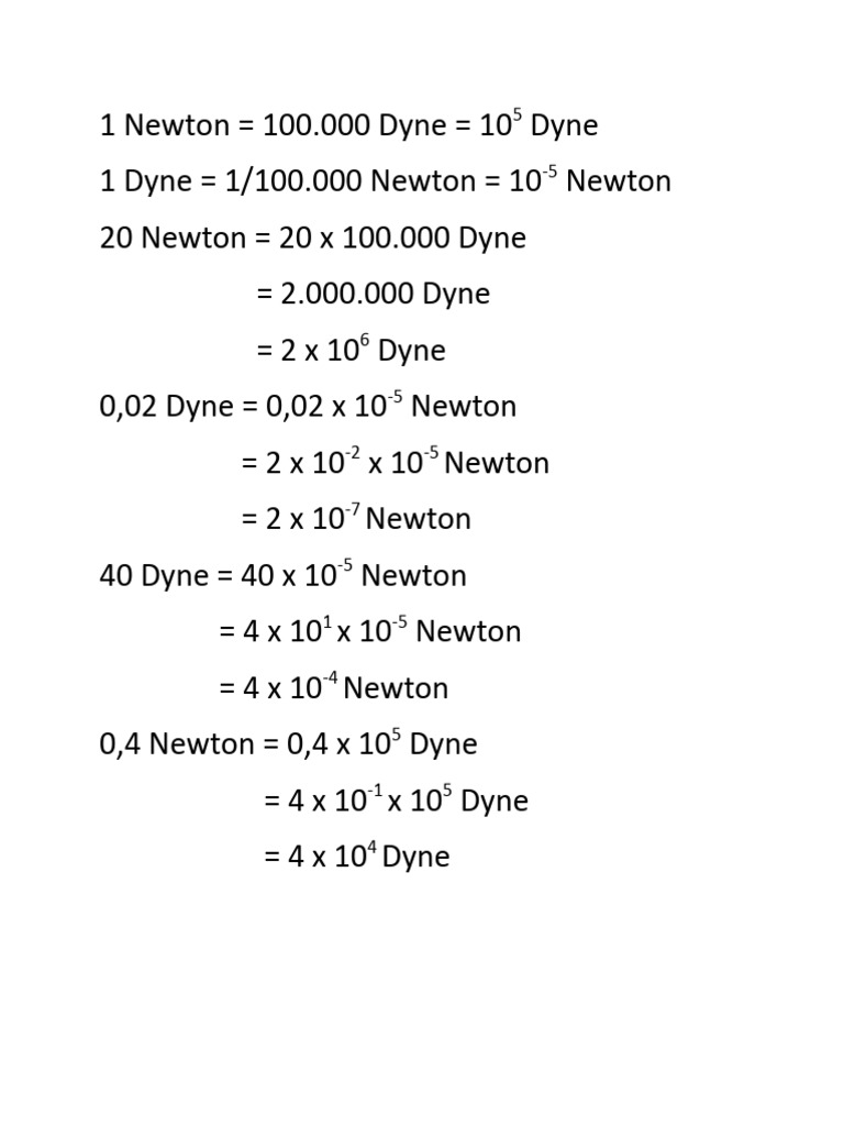 Newton to Dyne Conversion Guide | PDF