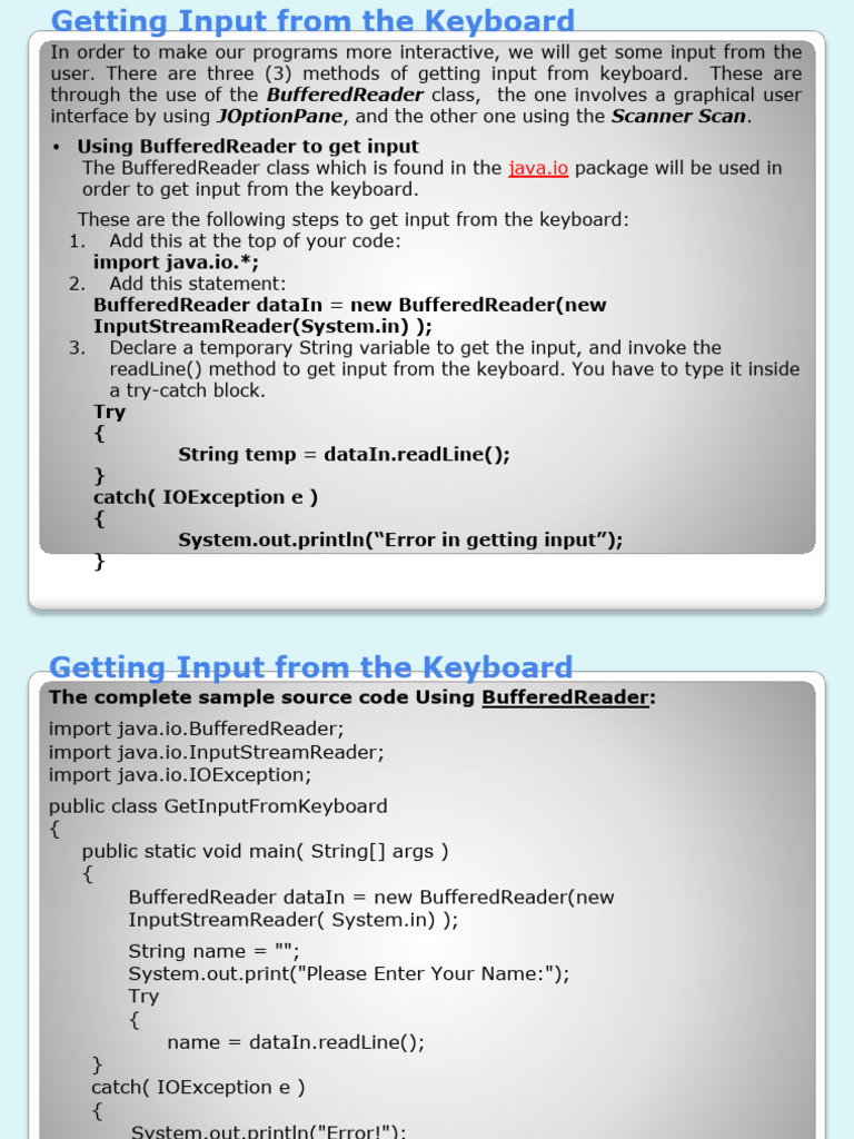 Session 5 Getting Input | PDF