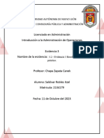 Licenciado en Administración Introducción A La Administración de Operaciones. Evidencia 3 Nombre de La Evidencia