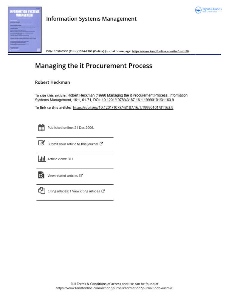 IT Procurement Process Management | PDF | Procurement | Supply Chain