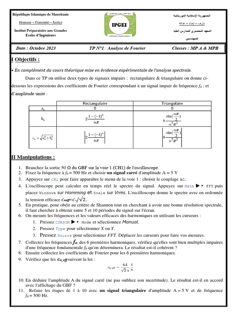 Analyse de Fourier des signaux impairs | PDF