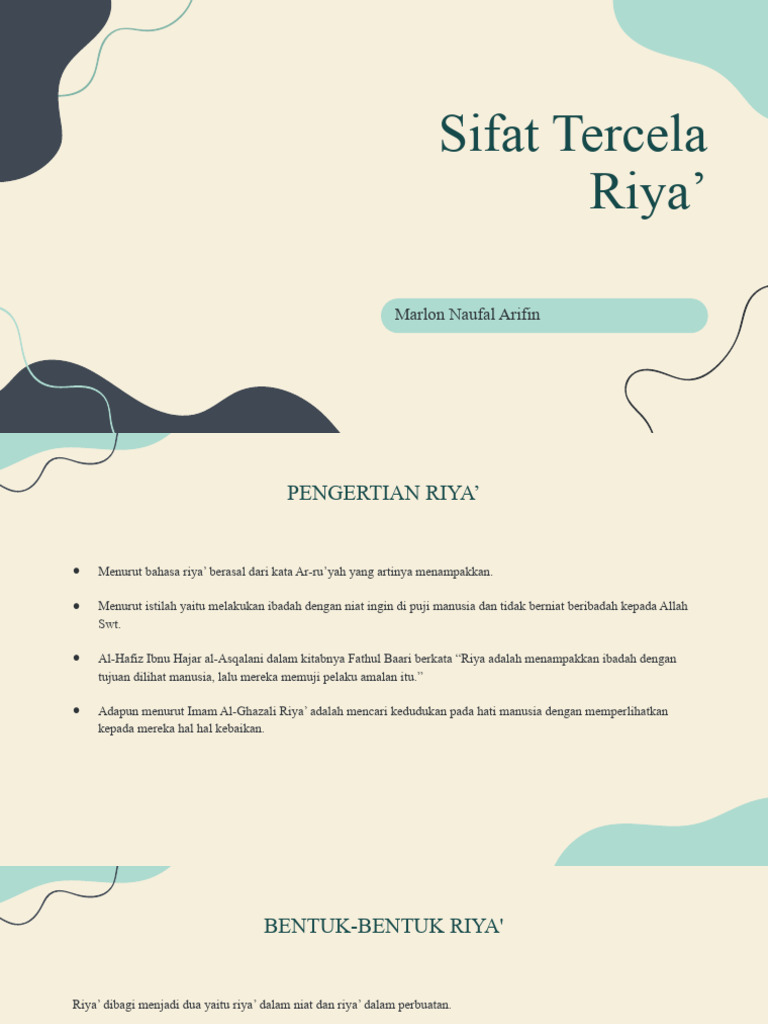 Sifat Tercela Riya' | PDF