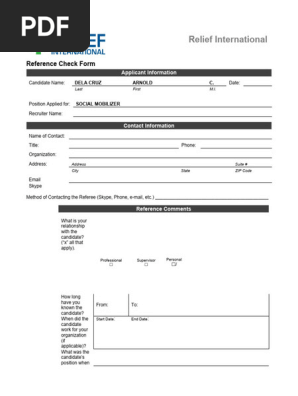 Reference Check Form
