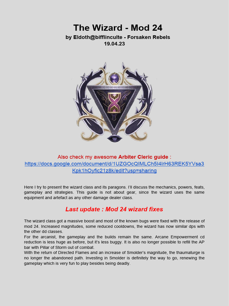 Wizard Class Guide: Mod 24 Insights | PDF | Teaching Methods ...