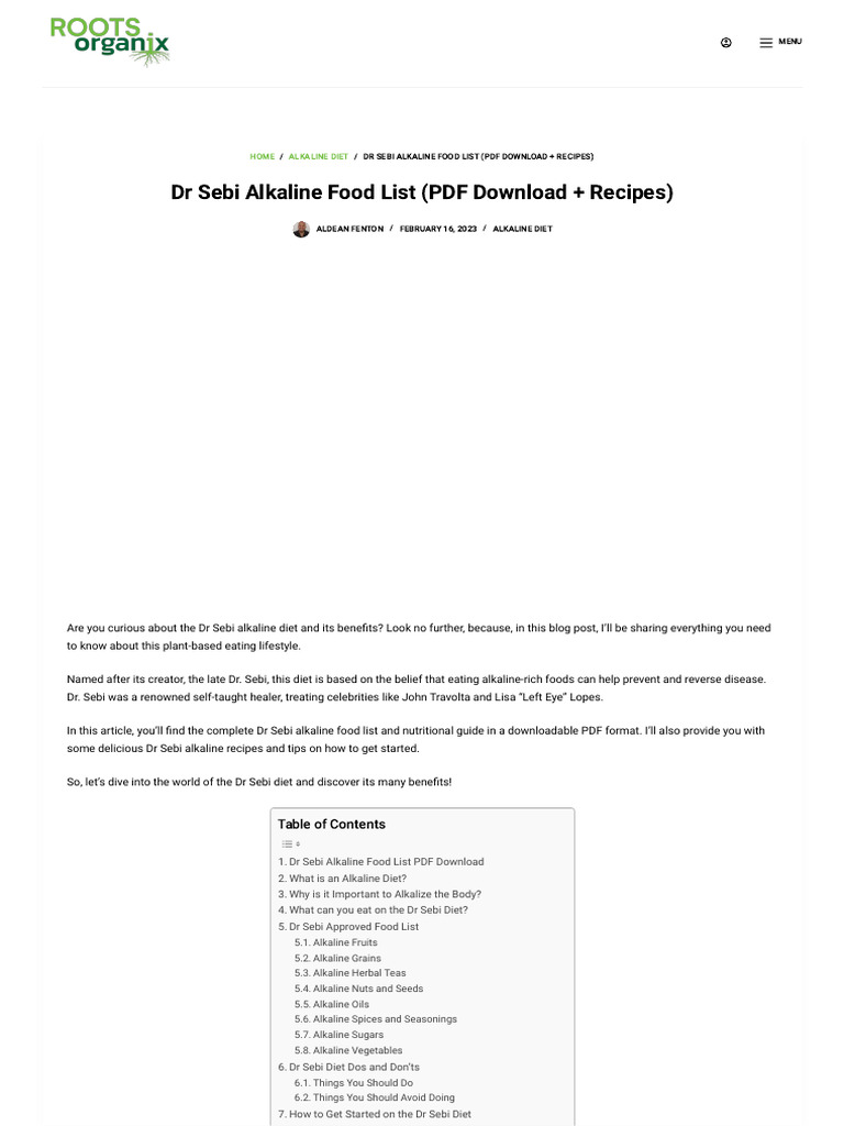 DR Sebi Alkaline Food | PDF | Dieting | Vegetables