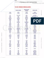 Lista de Verbos Irregulares