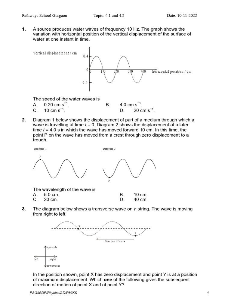 Waves Practice 10 11 2022 | PDF | Waves | Wavelength