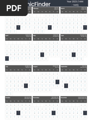 Monthly Islamic Calendar