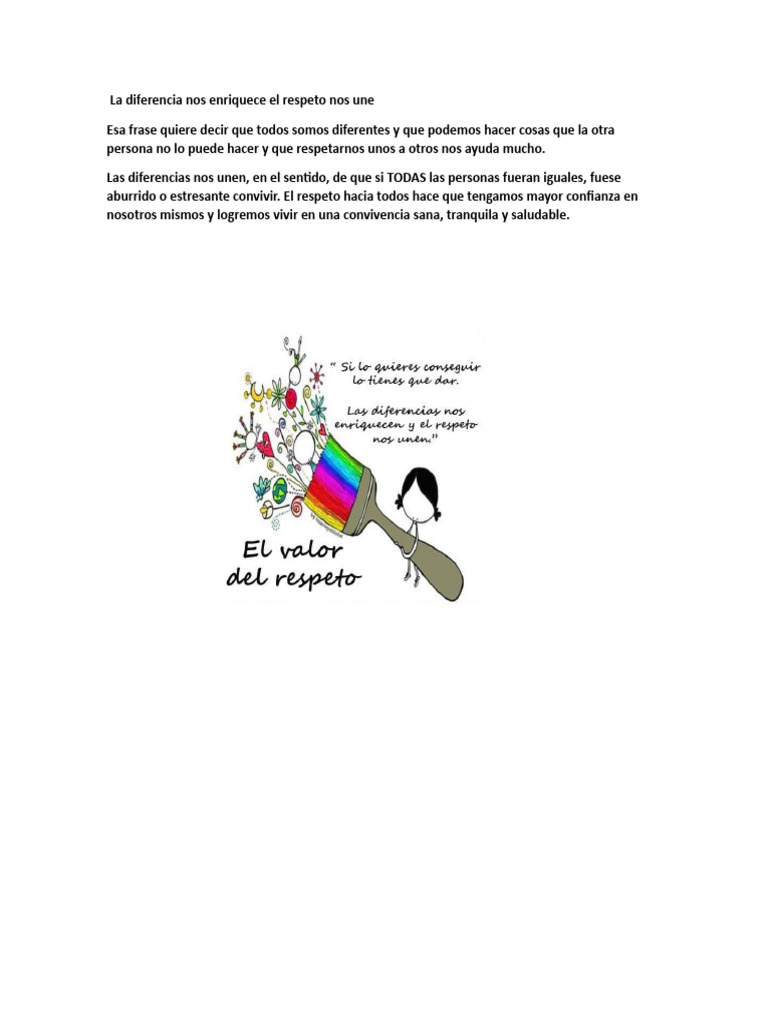 Respeto y Diversidad: Unión en la Diferencia | PDF | Salud y bienestar