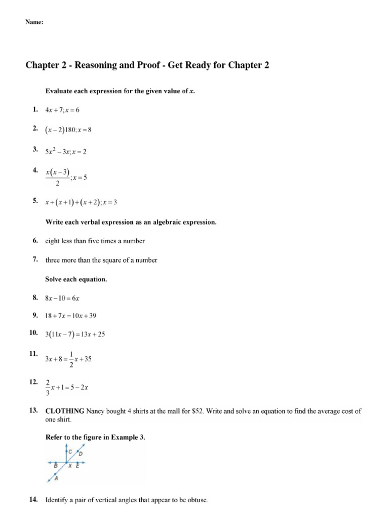Chapter 2 reasoning and proof pdf reason mathematical proof