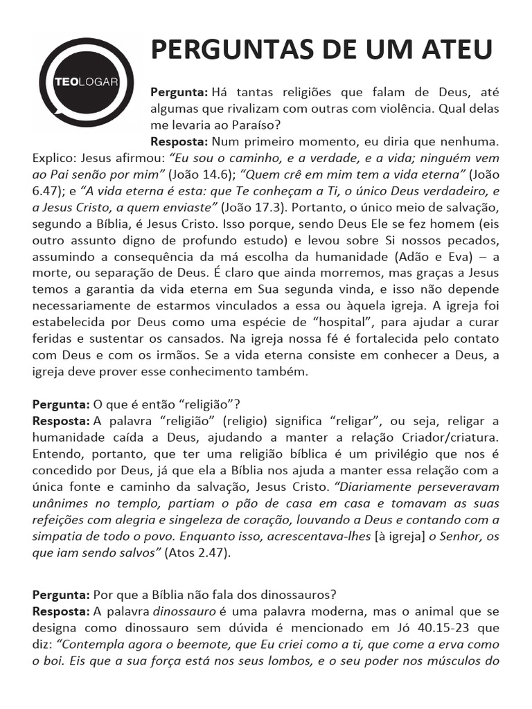Perguntas e Respostas de um Ateu | PDF | Jesus | Imortalidade